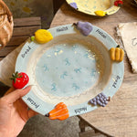 Ceramic Dinnerware Raised Fruit Details Pastel Colors