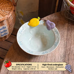 Ceramic Dinnerware Raised Fruit Details Pastel Colors