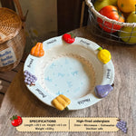 Ceramic Dinnerware Raised Fruit Details Pastel Colors