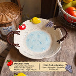 Ceramic Dinnerware Raised Fruit Details Pastel Colors