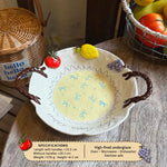 Ceramic Dinnerware Raised Fruit Details Pastel Colors