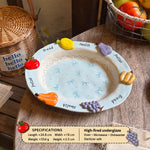 Ceramic Dinnerware Raised Fruit Details Pastel Colors