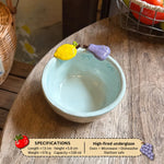 Ceramic Dinnerware Raised Fruit Details Pastel Colors