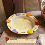 Ceramic Dinnerware Raised Fruit Details Pastel Colors