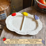 Ceramic Dinnerware Raised Fruit Details Pastel Colors