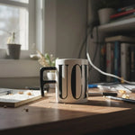 Ceramic Mug Bold Graphic F-Shaped Handle 15.2 Fl Oz