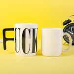 Ceramic Mug Bold Graphic F-Shaped Handle 15.2 Fl Oz