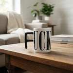 Ceramic Mug Bold Graphic F-Shaped Handle 15.2 Fl Oz