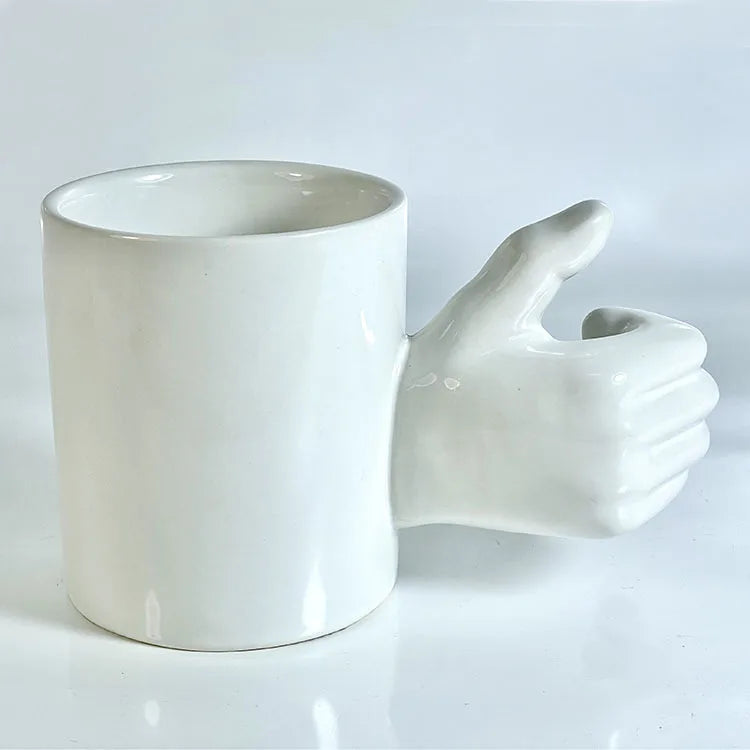 Ceramic Mug Hand-Shaped Design Ergonomic Handle