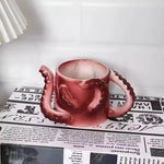 Ceramic Mug Sculpted Octopus Tentacle Handles 11.8 Fl Oz
