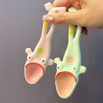 Ceramic Serving Spoon Frog Design Long Handle Glazed Finish