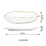 Ceramic Tray Feather-Shaped Non-Slip Base