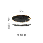 Ceramic Tray Feather-Shaped Non-Slip Base