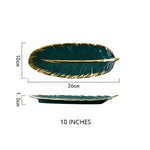 Ceramic Tray Feather-Shaped Non-Slip Base