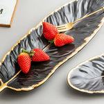 Ceramic Tray Feather-Shaped Non-Slip Base