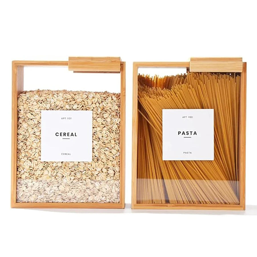 Cereal & Dry Food Dispenser Bamboo Frame Airtight Lid
