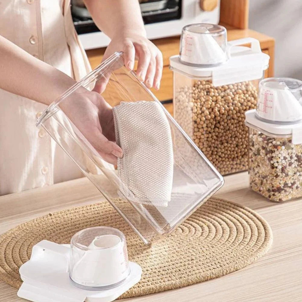 Cereal & Grain Storage Container Clear Stackable Flip-Top Lid