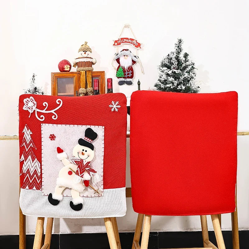 Chair Cover Santa Claus Motif Universal Fit Machine-Washable