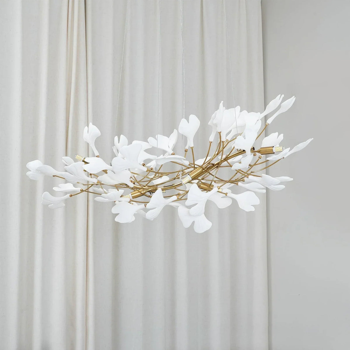 Chandelier U-Shaped Design Handmade Ceramic Elements