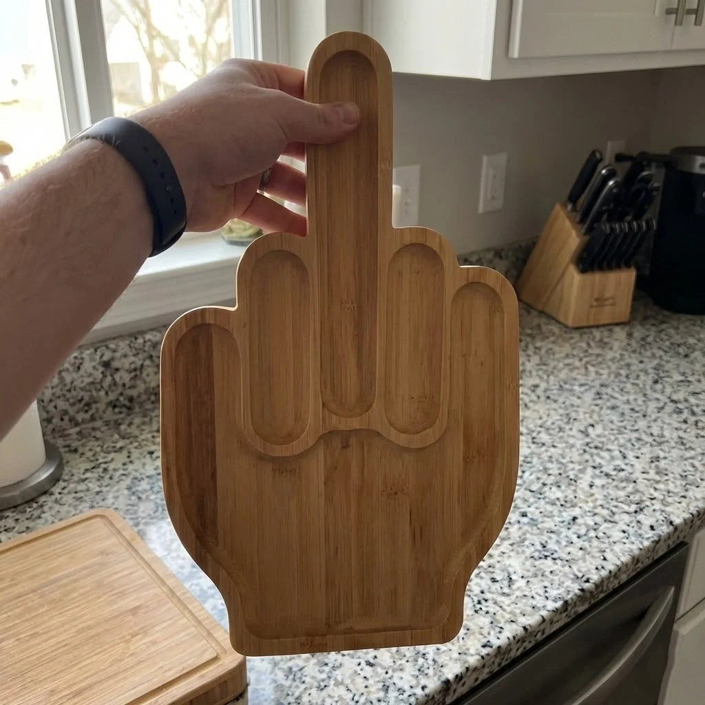 Charcuterie Board Wood Middle Finger Design