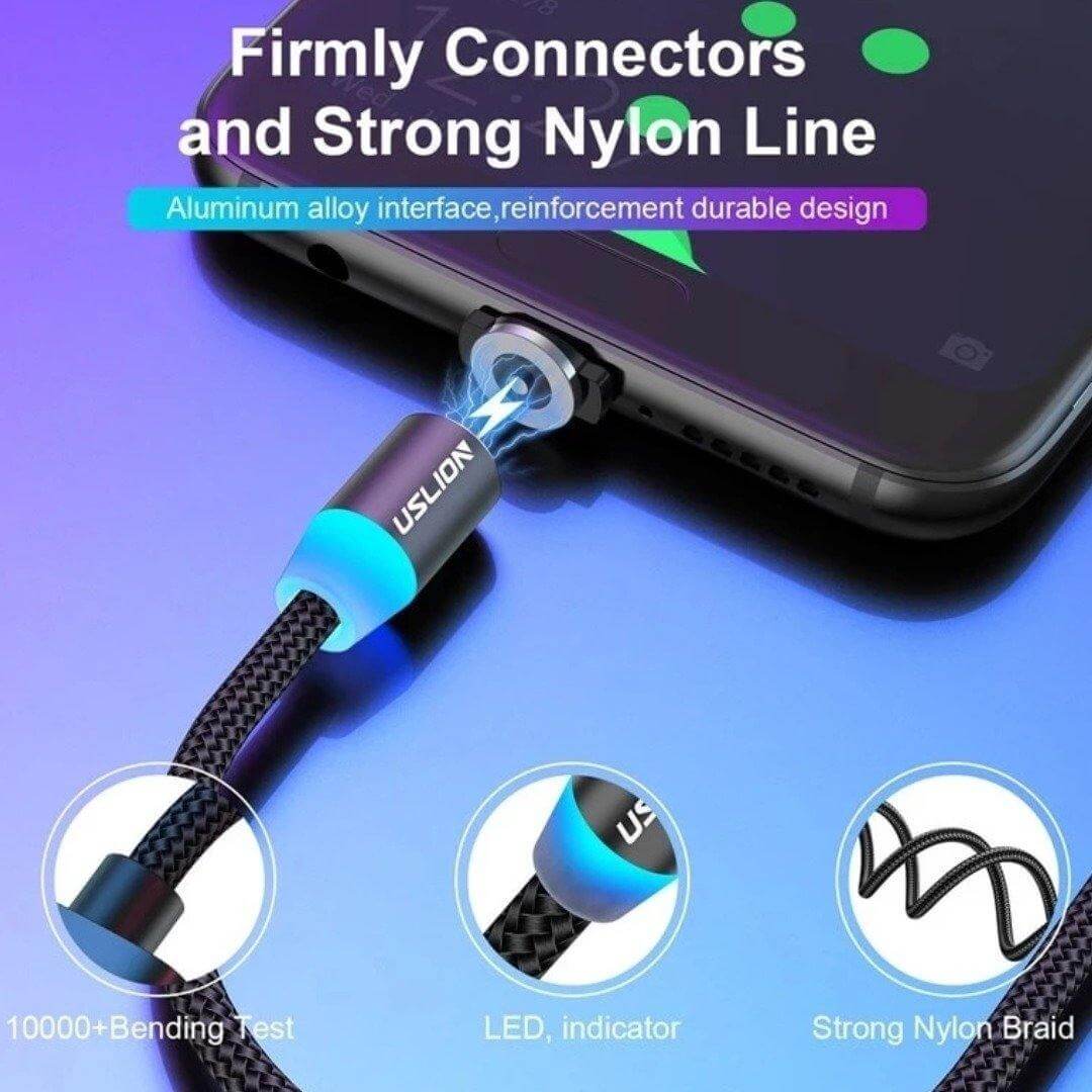 Charging Cable Magnetic Nylon-Braided With LED Indicator
