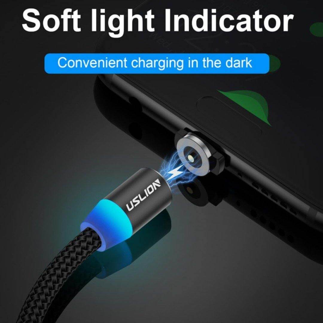 Charging Cable Magnetic Nylon-Braided With LED Indicator