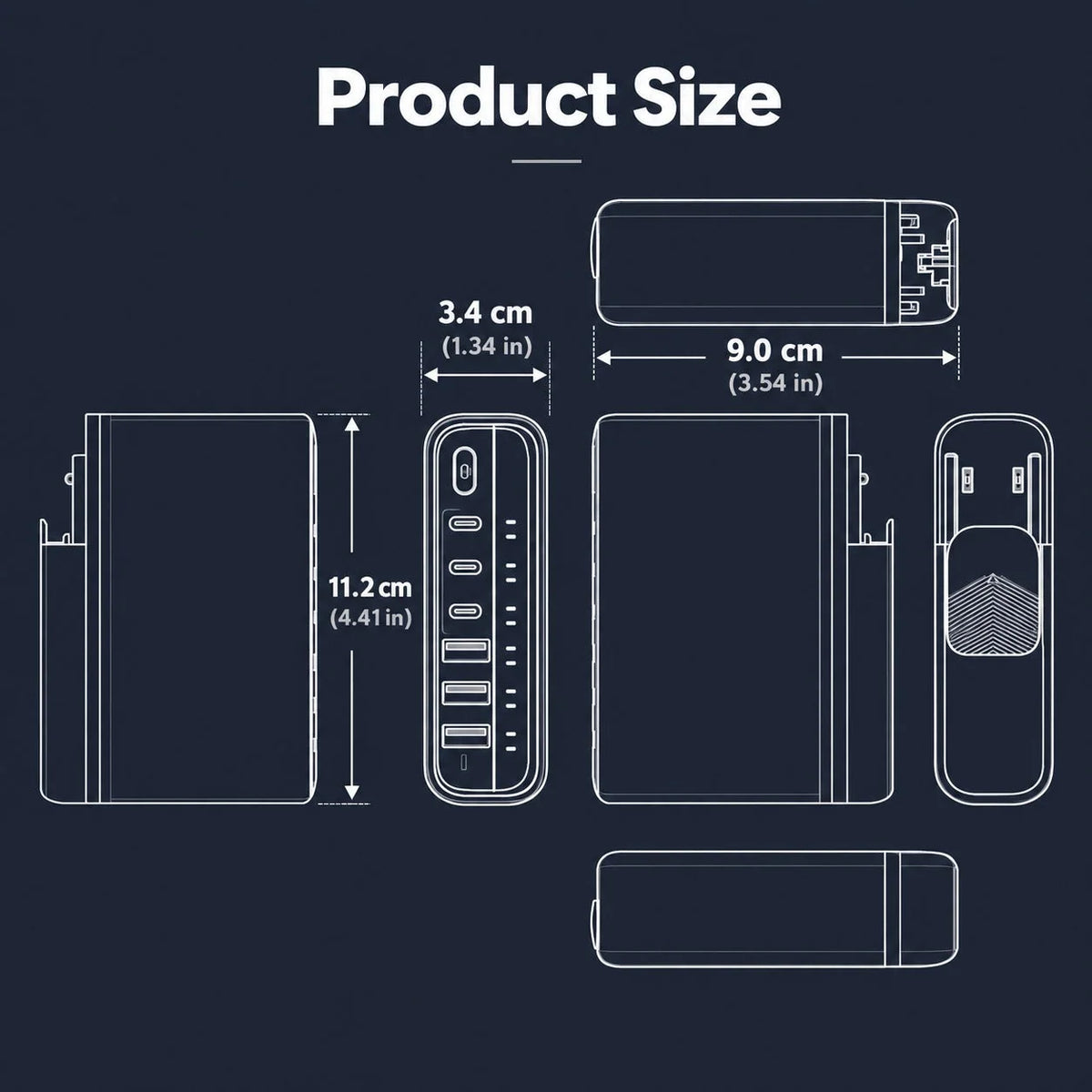 Charging Station Six-Port GaN 140W Power Display
