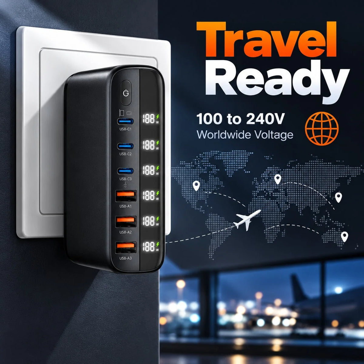 Charging Station Six-Port GaN 140W Power Display
