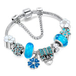 Charm Bracelet 925 Sterling Silver Floral Adjustable Fit