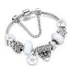 Charm Bracelet 925 Sterling Silver Floral Adjustable Fit