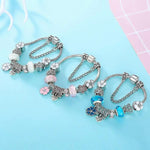 Charm Bracelet 925 Sterling Silver Floral Adjustable Fit