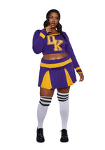 Cheerleader Costume Two-Piece Cropped Top & Pleated Skirt Purple And Yellow