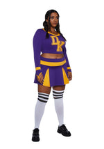 Cheerleader Costume Two-Piece Cropped Top & Pleated Skirt Purple And Yellow