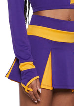 Cheerleader Costume Two-Piece Cropped Top & Pleated Skirt Purple And Yellow