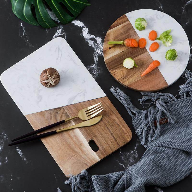 Cheese Board Marble & Wood Handmade Serving Board