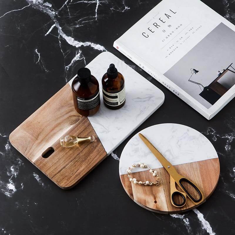 Cheese Board Marble & Wood Handmade Serving Board
