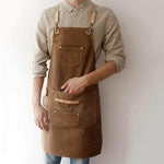 Chef Apron Leather Front Pockets & Tool Slots