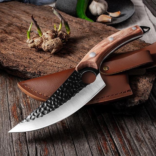 Chef Knife Hand-Forged Stainless Steel Rosewood Handle