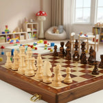 Chess Set Folding Walnut Wood Complete Piece Set