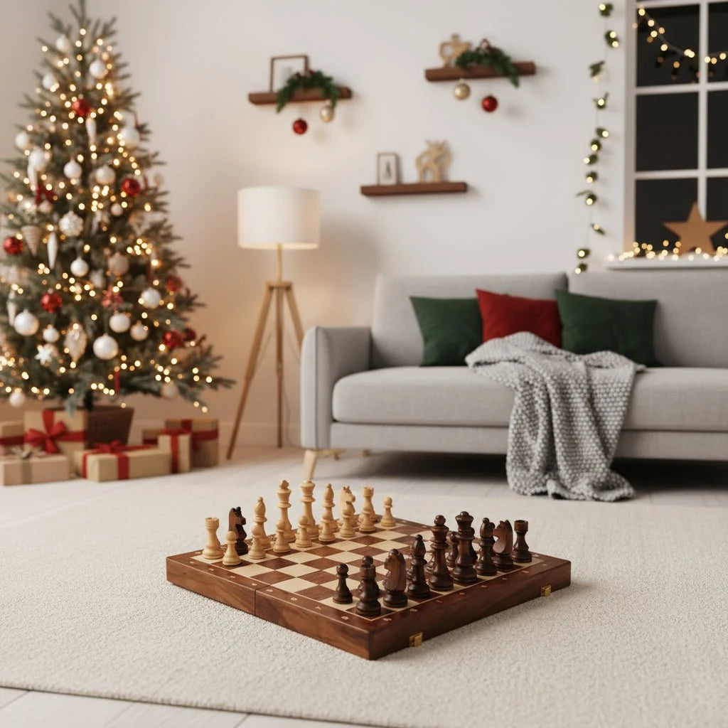 Chess Set Folding Walnut Wood Complete Piece Set