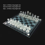 Chess Set Frosted Crystal Pieces Glass Board Satin Finish