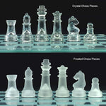 Chess Set Frosted Crystal Pieces Glass Board Satin Finish