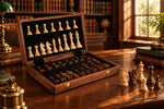 Chess Set Solid Wood Folding Board with Built-In Storage