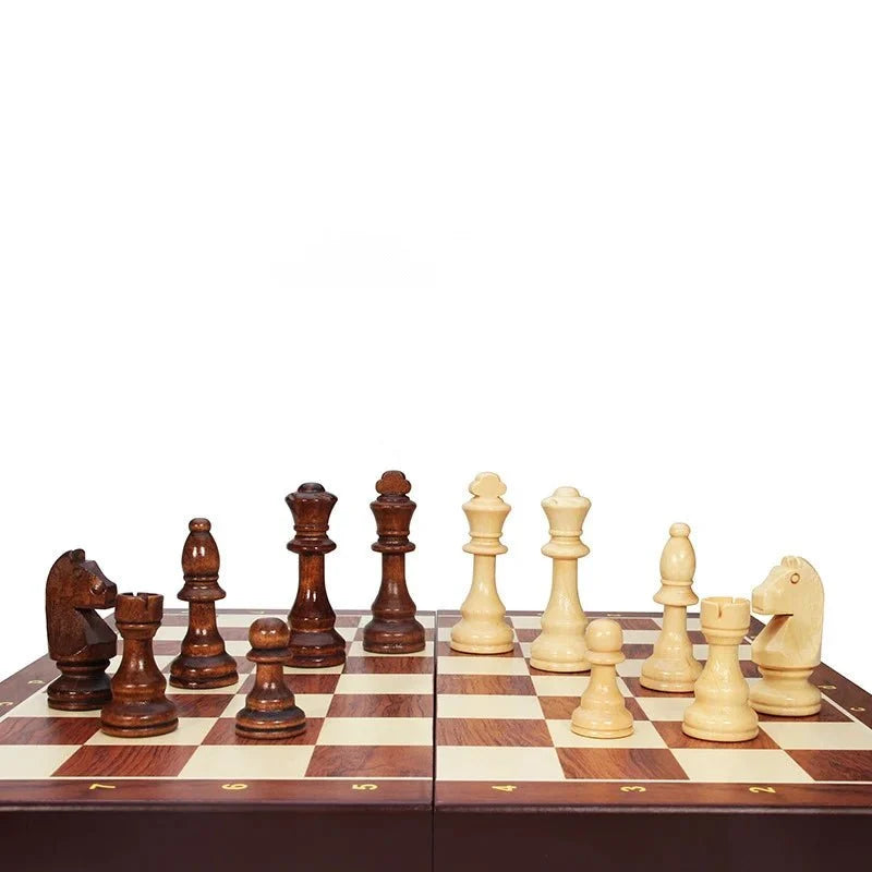 Chess Set Solid Wood Folding Board with Storage