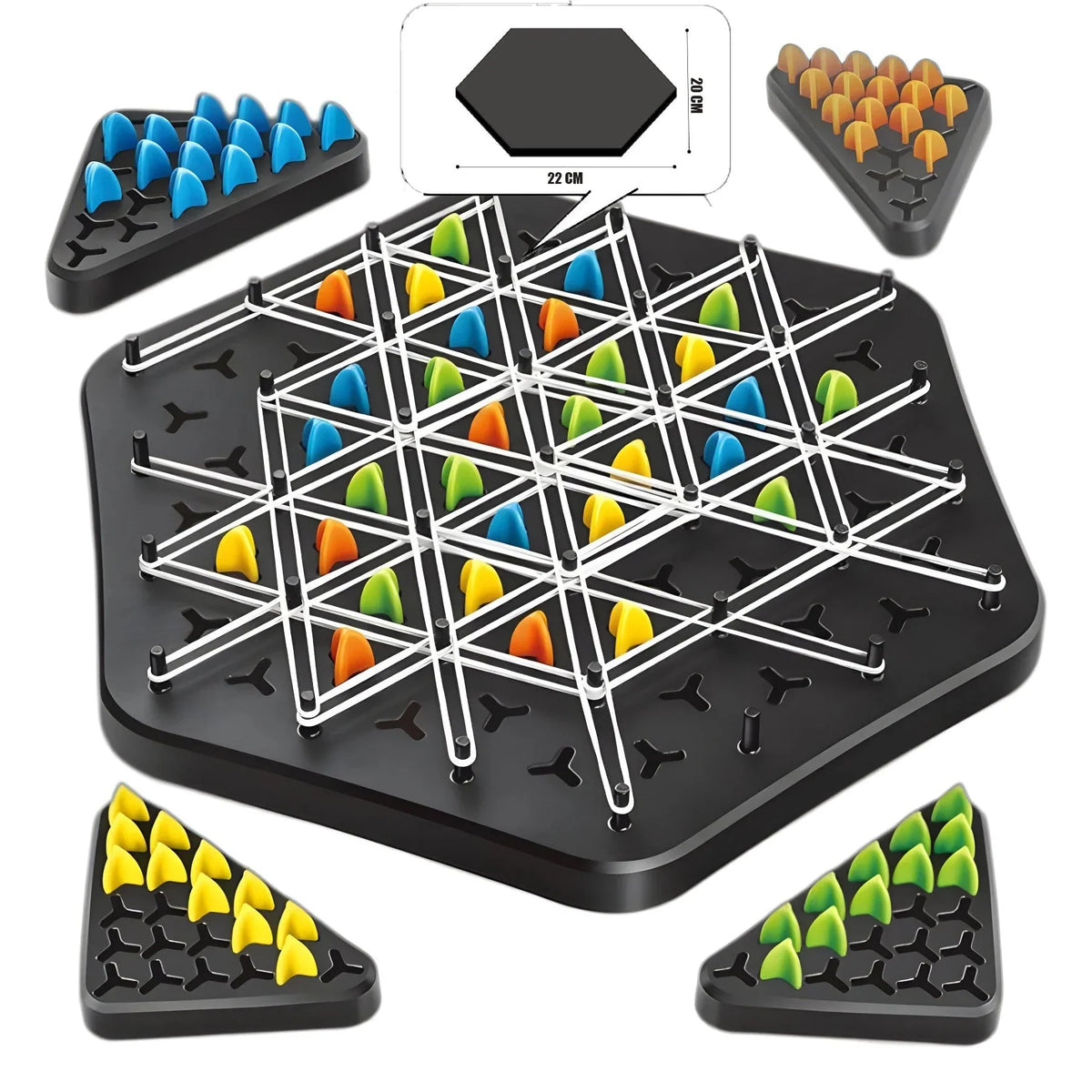 Chess Set Wood Pieces & Rubber Bands Portable