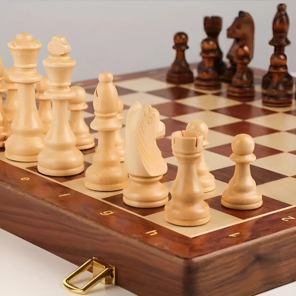 Chess Set Wooden 15.4 Inch Integrated Storage