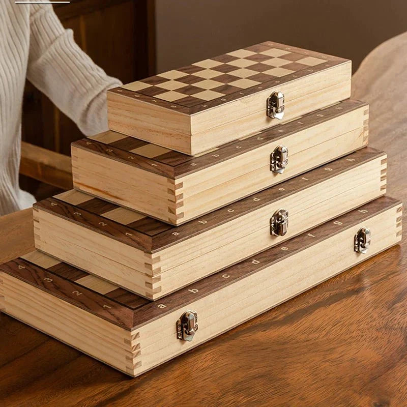 Chess Set Wooden Folding Magnetic Pieces Travel-Friendly