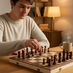 Chess Set Wooden Folding Magnetic Pieces Travel-Friendly