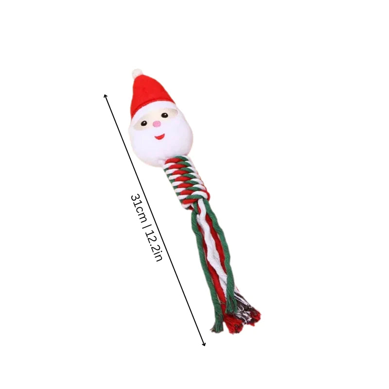 Chew & Tug Toy Christmas Plush & Rope 6-Pack