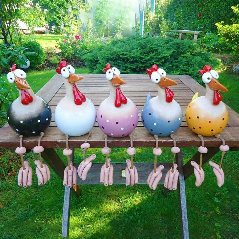 Chicken Garden Decor Hand-Painted Resin Dangling Legs